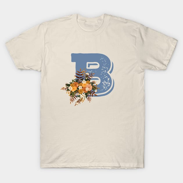 Letter B - Floral Fall Autumn Letter B, Greek Letter Beta (bay-tah), Letter B T-Shirt by Funkrafstik